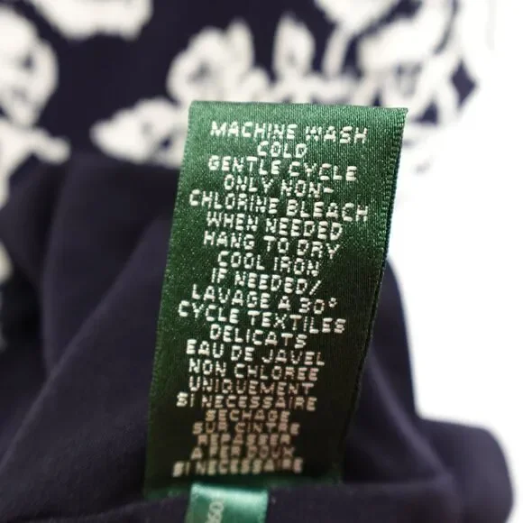 Lauren Ralph Lauren Dress Women’s Size 10 Ruched Navy White Floral Formal Spring - Picture 12 of 16